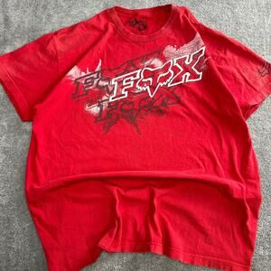 Fox Y2k Graphic Tee Shirt Size XL Red 2000s Skater Grunge Streetwear